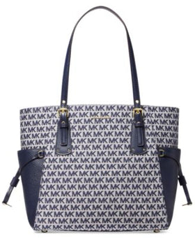 Michael Kors Navy/White Leather Tote